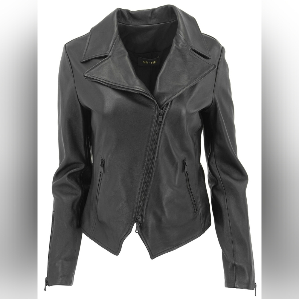 nwt Susan Bender X Heather Dubrow Women's Black Leather Moto Jacket
